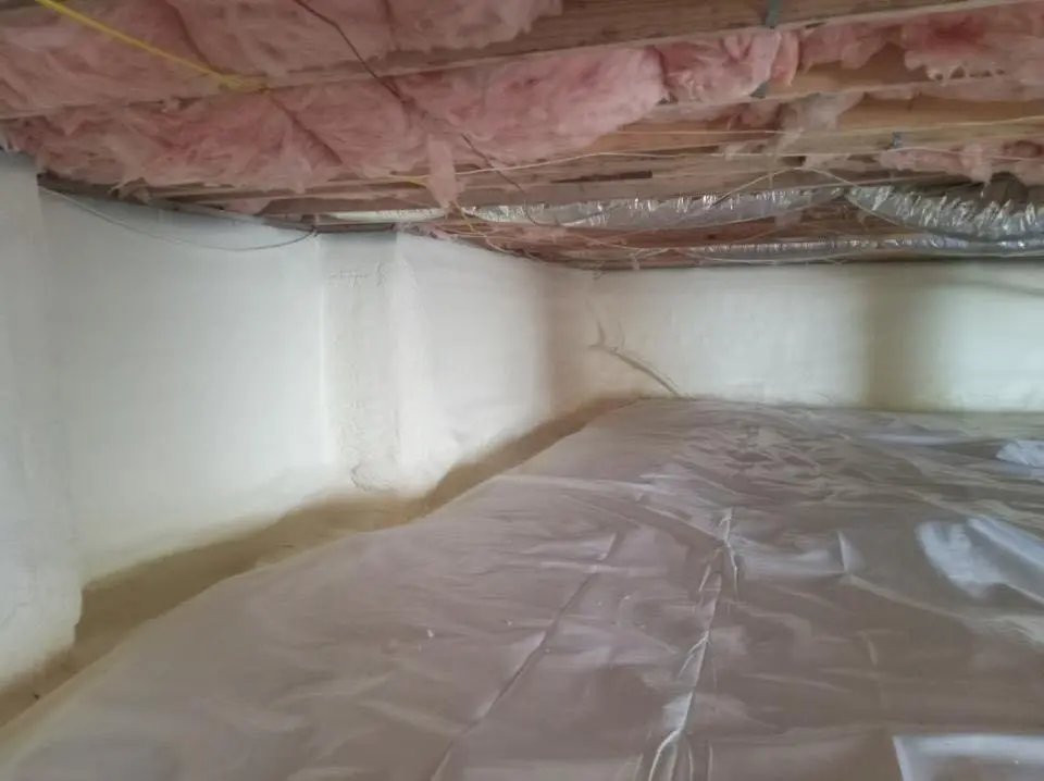 Crawl space encapsulation with closed-cell spray foam for Commercial Roof Restoration in Downingtown